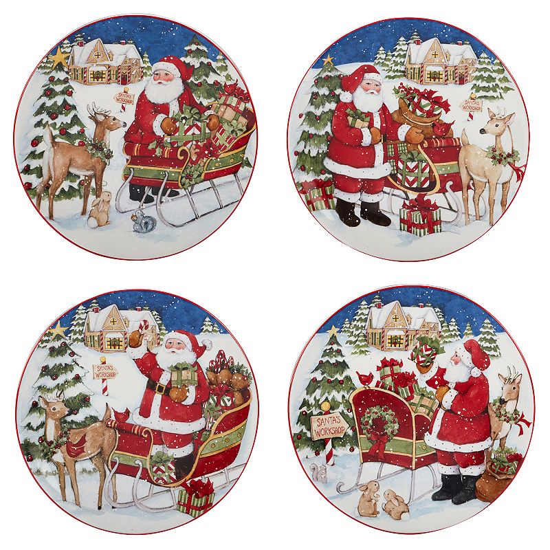 Certified International Santa's Workshop 4-pc. Dessert Plate Set