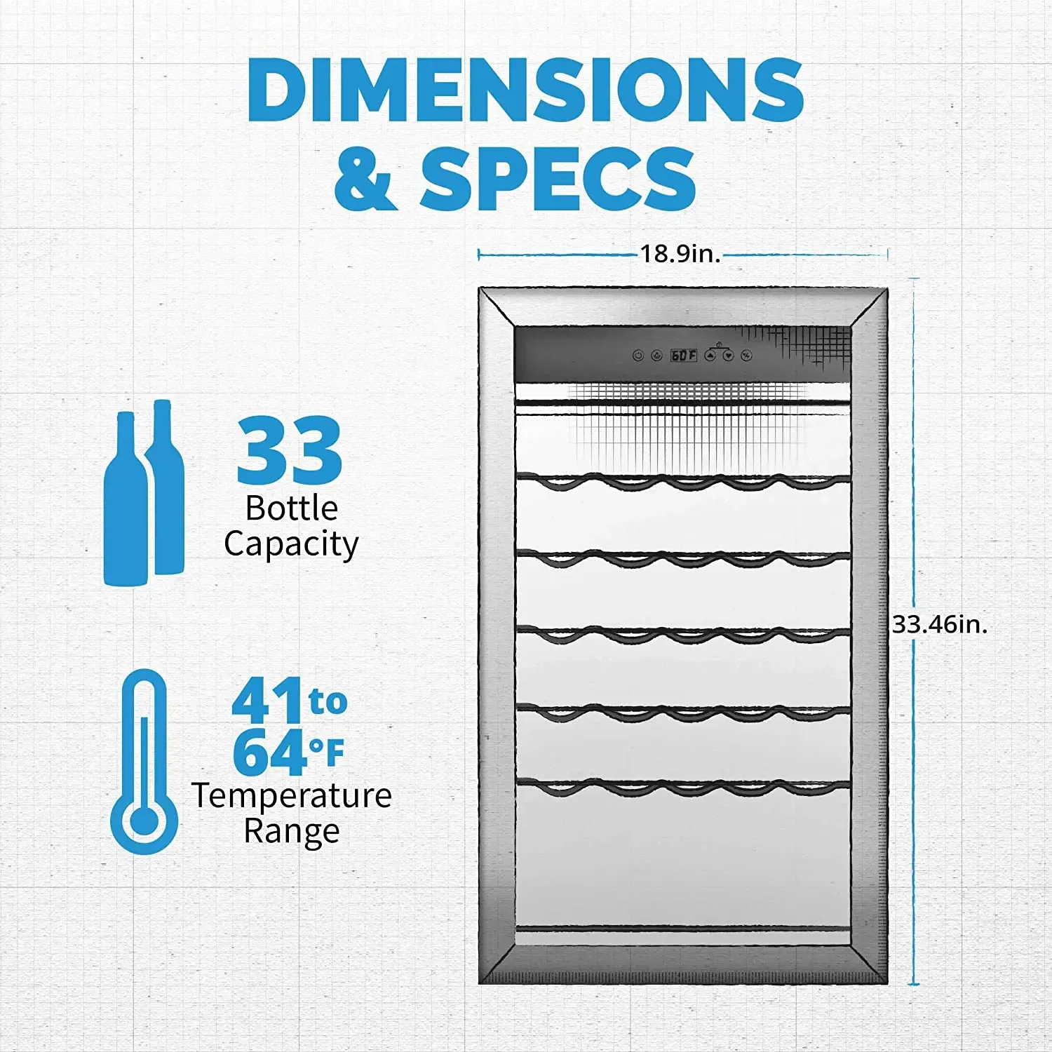 NewAir 33 Bottle Freestanding Compressor Wine Fridge - Stainless Steel