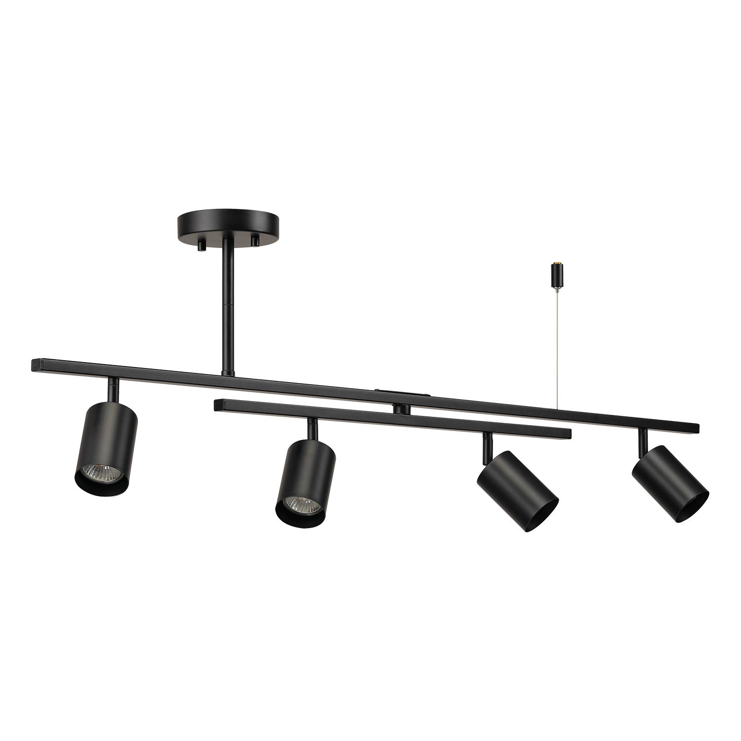 Globe Electric West Matte Black 4-Light Track Lighting with Center Swivel Bar， 91000131