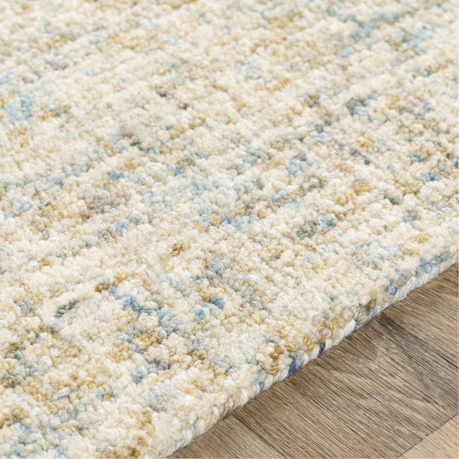 Emily Hand Tufted Rug in Dark Green, Bright Blue, Denim, White, Sage