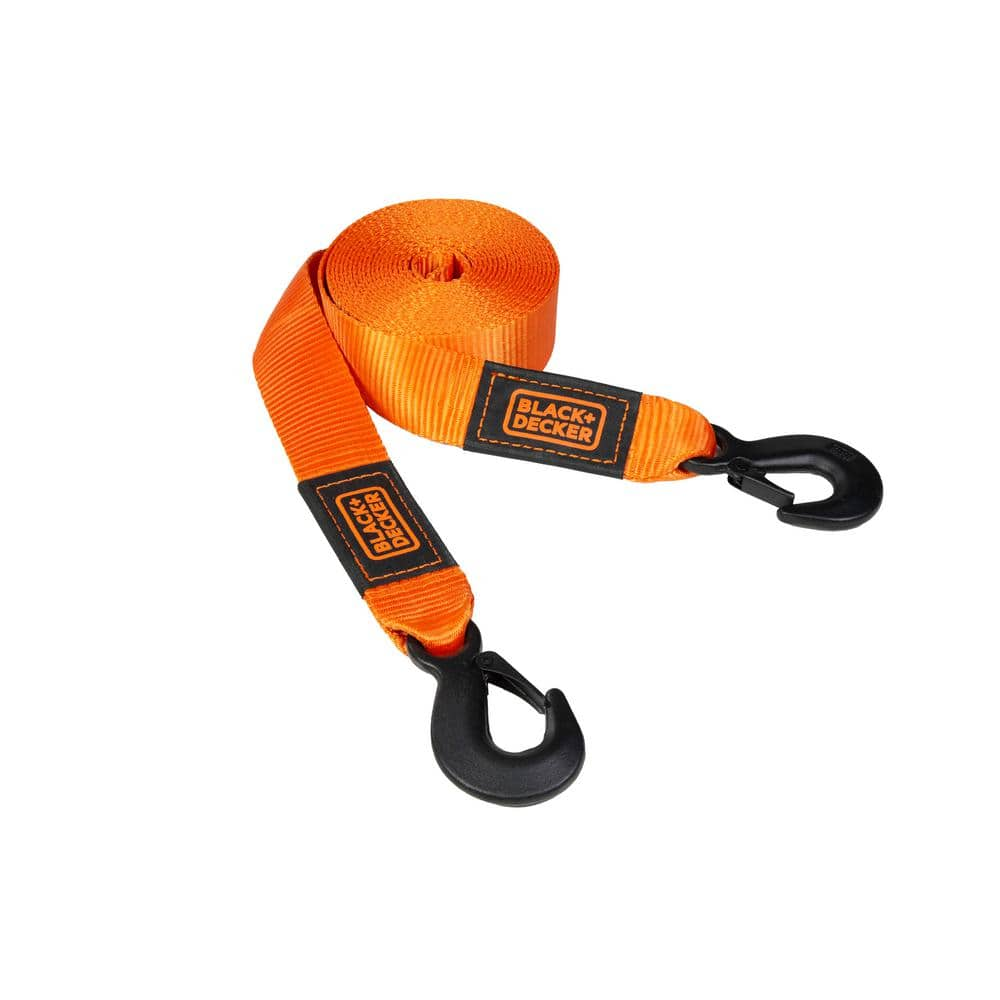 BLACK+DECKER 2 in. x 20 ft. Tow Strap w/Steel Hooks - 9,000 LB. Break Strength BD1002