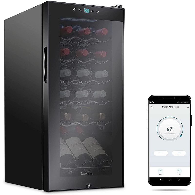 Ivation 34-Bottle Wine Cooler with WiFi， Freestanding Wine Fridge w/Smart App Control