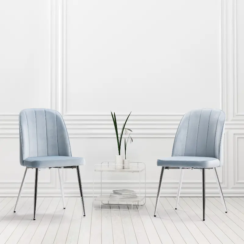 Nash Blue Velvet Tufted Side Chair， Set of 2