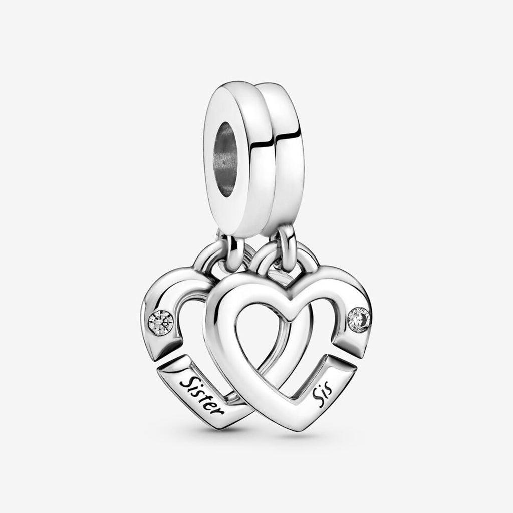 PANDORA  Linked Sister Hearts Split Dangle Charm