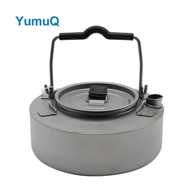 YumuQ 14.6cm x 7.2cm 0.7L Portable Collapsible Camping  Titanium Kettle Kitchen Cookware For Outdoor Hiking