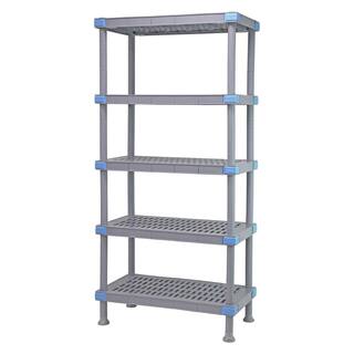 QUANTUM STORAGE SYSTEMS Millenia Gray 5-Tier Rust Proof Vented Plastic Polymer Industrial Shelving Unit (21 in. W x 62 in. H x 72 in. D) QP217262VS-5