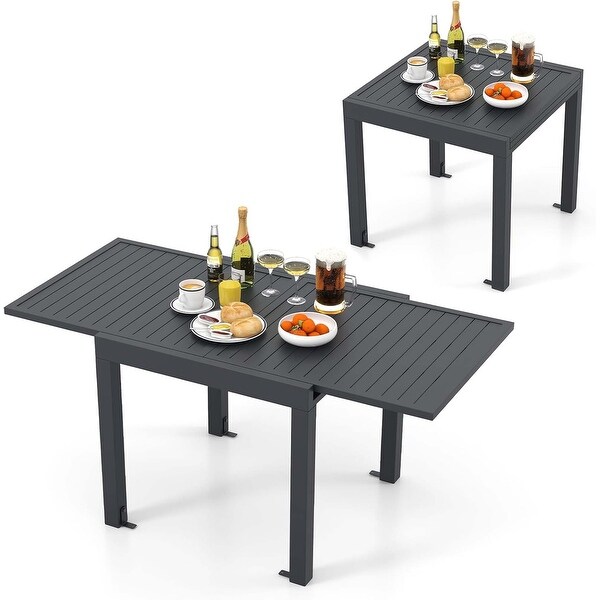 Extensible Courtyard Dining Table for 46 People w/ Slatted Table Top