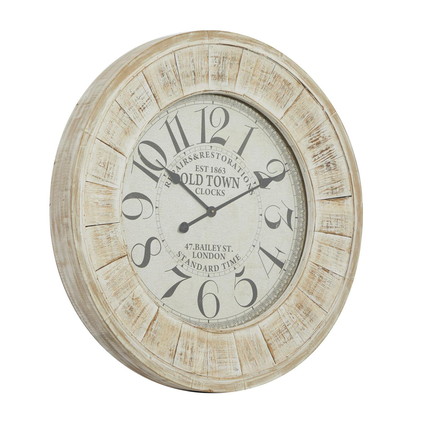 DecMode 31 x 31 In. Brown Wood Vintage Wall Clock