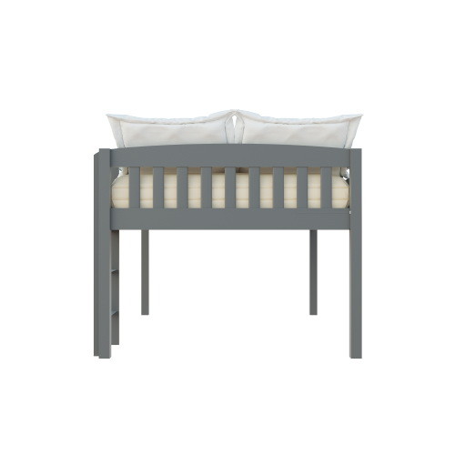 Yes4wood Elbrus Grey Low Loft Bed with Storage  Sp...