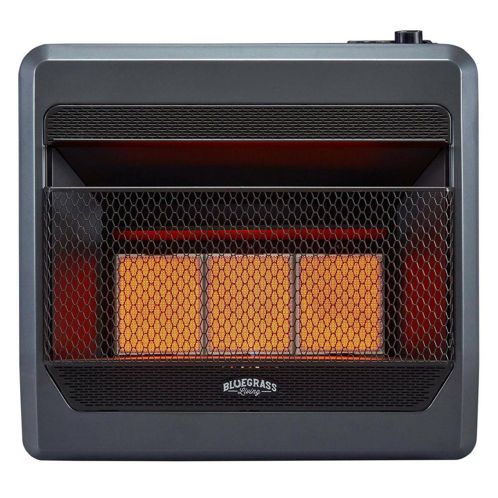 BLUEGRASS LIVING 28000 BTU Propane Gas Unvented Infrared Gas Heater With Blower and Base Feet 200090