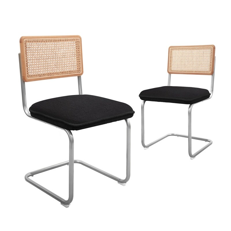 Modern Armless Chairs with Metal Legs for Dining Room(Set of 2) White