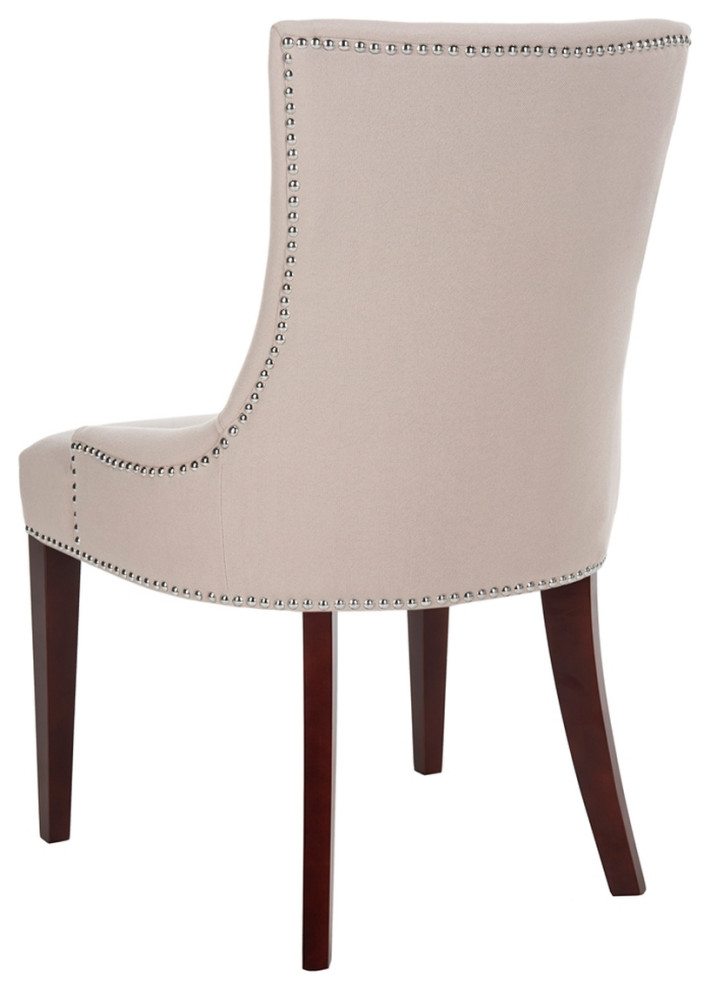 Carrie 19  x27 x27h Leather Dining Chair   Silver Nail Heads (Set of 2) Taupe   Transitional   Dining Chairs   by Peachtree Fine Furniture  Houzz