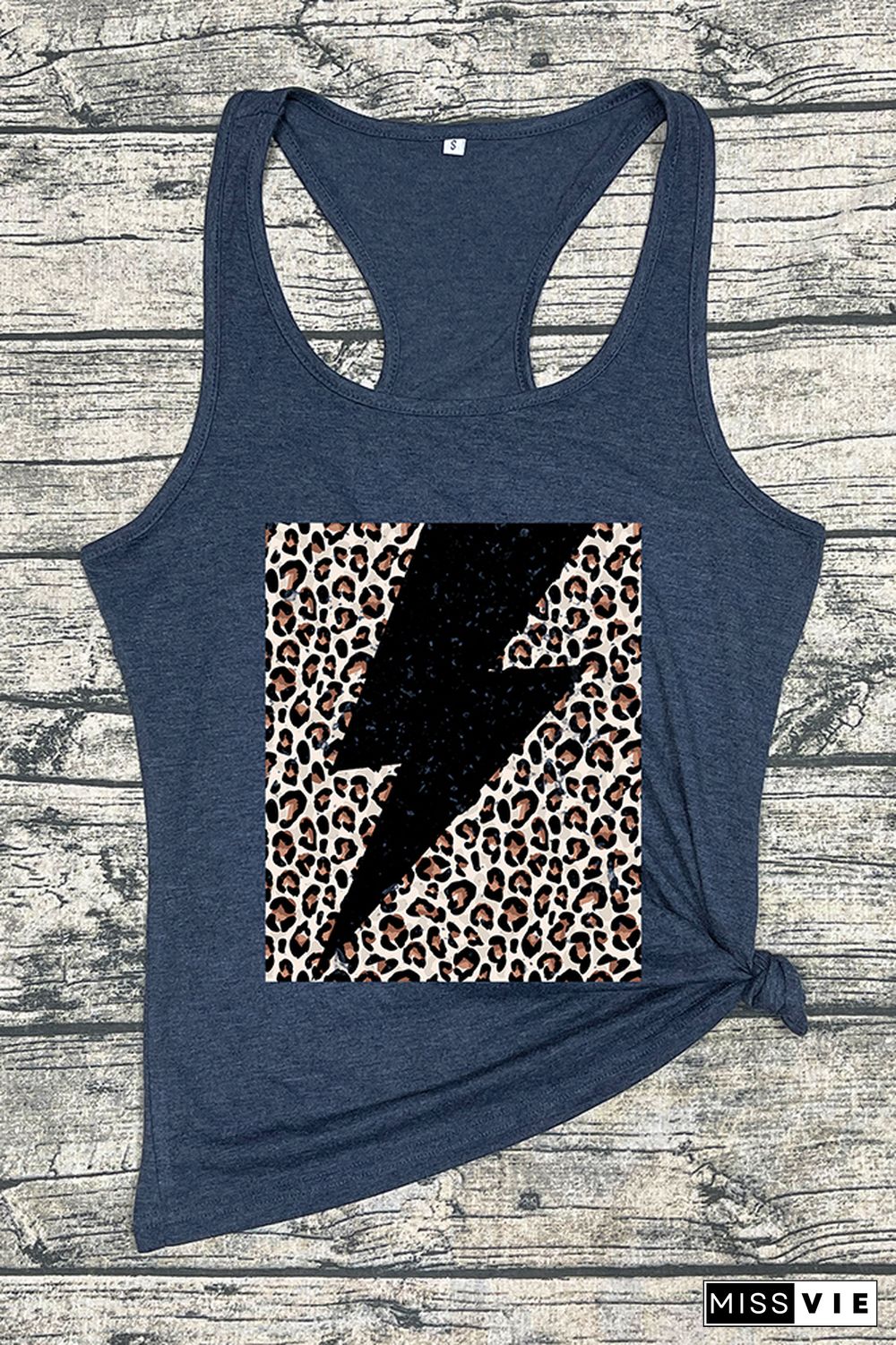 Leopard Grain Lightning Sleeveless Tank Top Wholesale