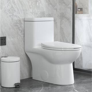 HOROW 1-piece 0.81.28 GPF Dual Flush Elongated Toilet in White with Seat Included HR-0037