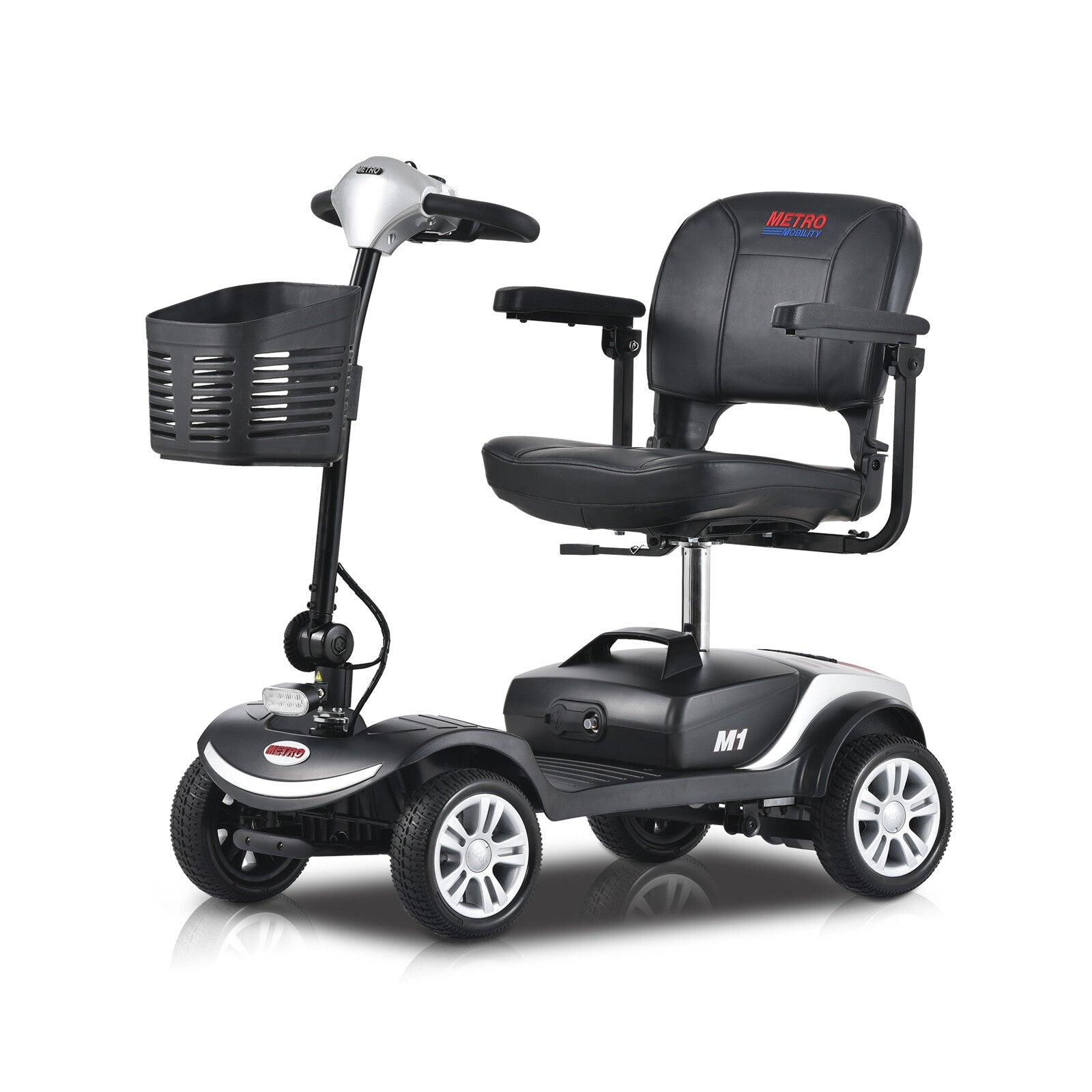 WEIKABU Four Wheels Compact Travel Mobility Scooter with 300W Motor for Adult-300lbs, Silver