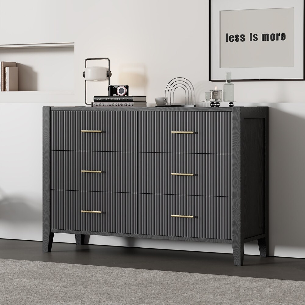 6 Drawer Dresser with Metal Handle for Bedroom