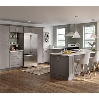 Hampton Bay Cambridge Gray Shaker Assembled Refrigerator Wall Cabinet (36 in. W x 24.5 in. D x 24 in. H) CA3624R-KG