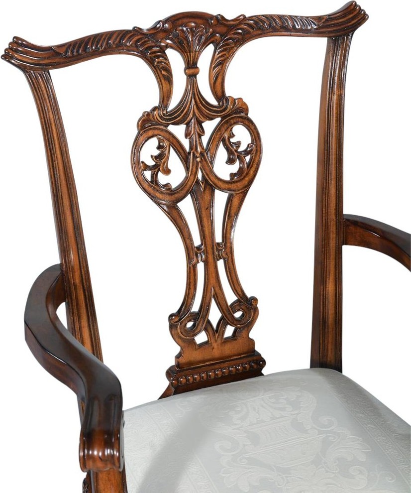 Arm Chair Thomas Duocone  Carved Ball  ampClaw  Rope Trim  Mahogany   Traditional   Armchairs And Accent Chairs   by EuroLuxHome  Houzz