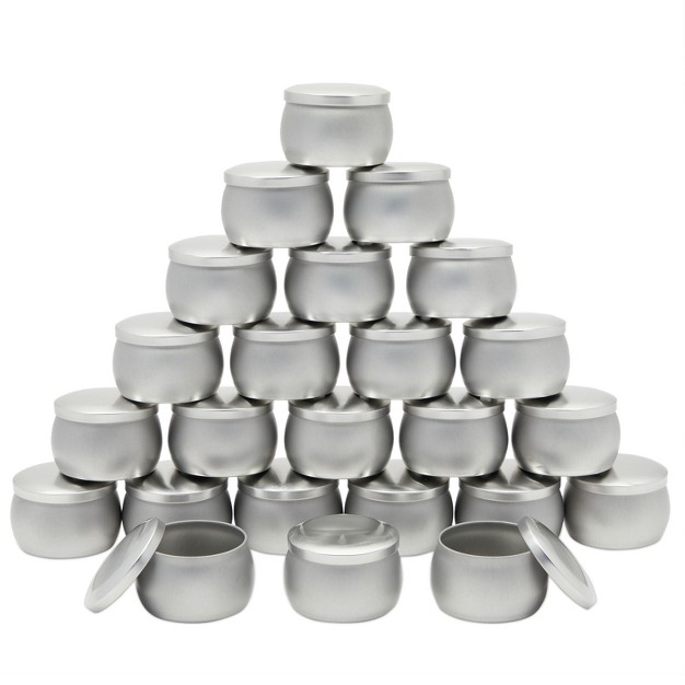 Bright Creations 24 Pack 4 Oz Round Metal Candle Tins With Lids For Candle Making Small Business Home Crafts 3 X 2 In