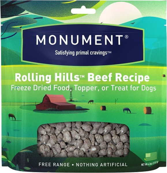 Monument Rolling Hills Beef Recipe Freeze-Dried Dog Food， 4.2-oz bag