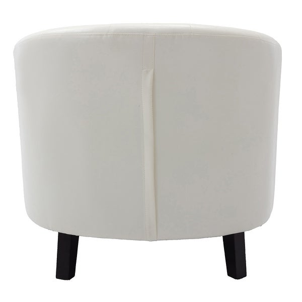 Comfortable Modern Design PU Leather Leisure Barrel Chair with Wood Legs and Nailheads