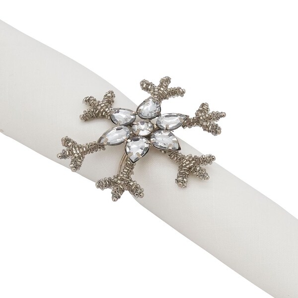 Beaded Napkin Rings With Snowflake Design (Set of 4)