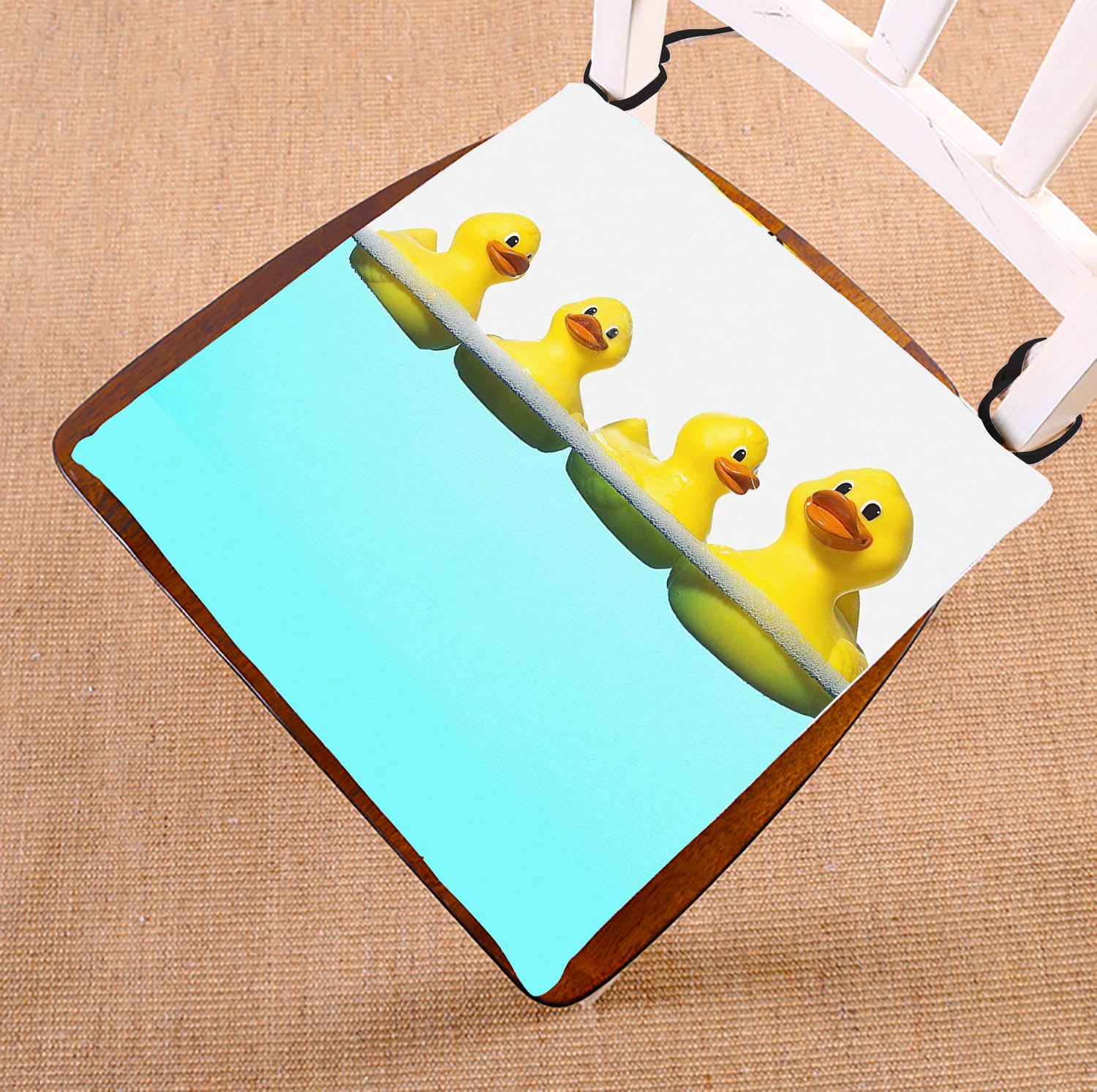 GCKG Funny and Cute Tiled Yellow Rubber Ducky Chair Pad Seat Cushion Chair Cushion Floor Cushion with Breathable Memory Inner Cushion and Ties Two Sides Printing 16x16inch