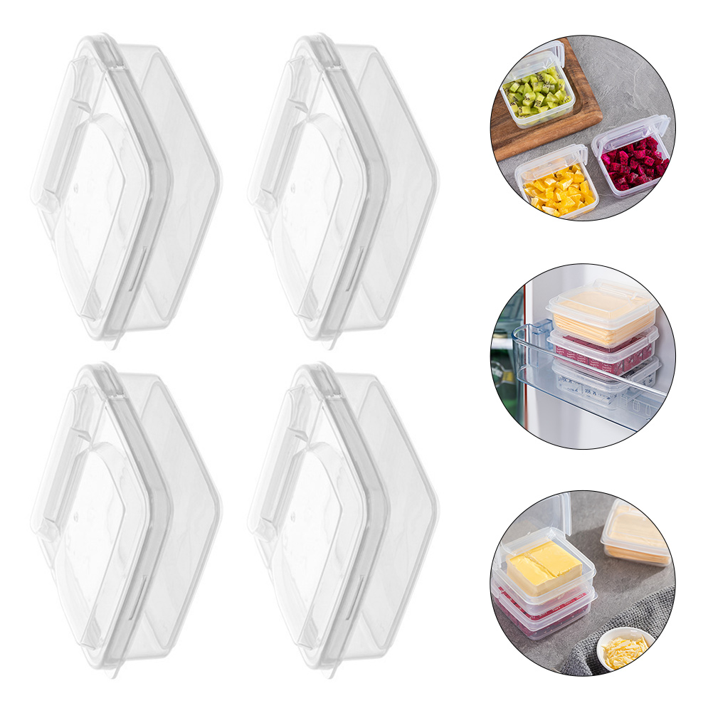 Hemoton 4Pcs Cheese Slice Storage Cases Butter Boxes Fruit Containers Fresh-keeping Cases