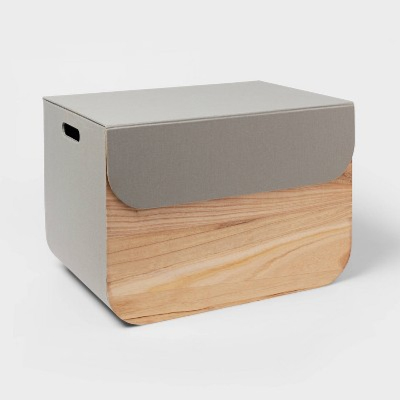 Large Natural Wood Rectangular Storage with Lid Gray - Pillowfort™