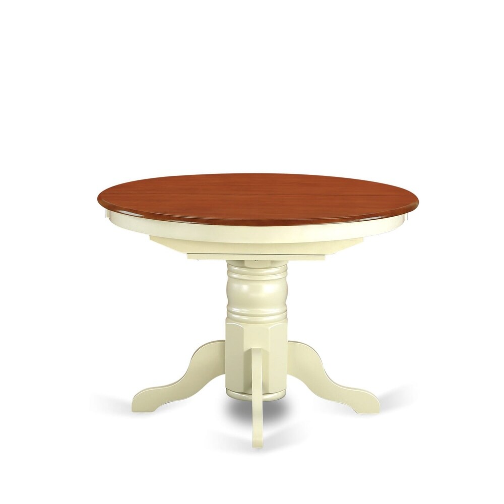 East West Furniture Kitchen Dining Table Butterfly leaf Oval Table Top and Pedestal Legs  Hardwood Table (Finish Option)