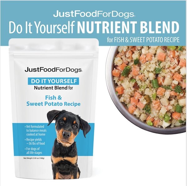 JustFoodForDogs DoItYourself Fish and Sweet Potato Recipe Fresh Dog Food Recipe and Nutrient Blend