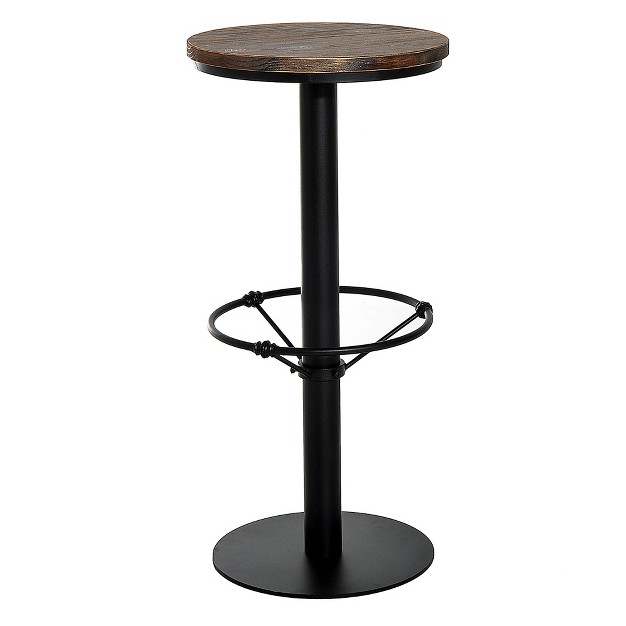 Rustic Bar Table Industrial Metal Pine Wood Top Adjustable Standing Pub Table