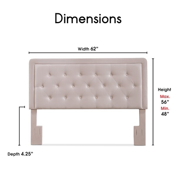 Elle Decor Amery Tufted Upholstered Headboard， Queen Mauve - - 21827958