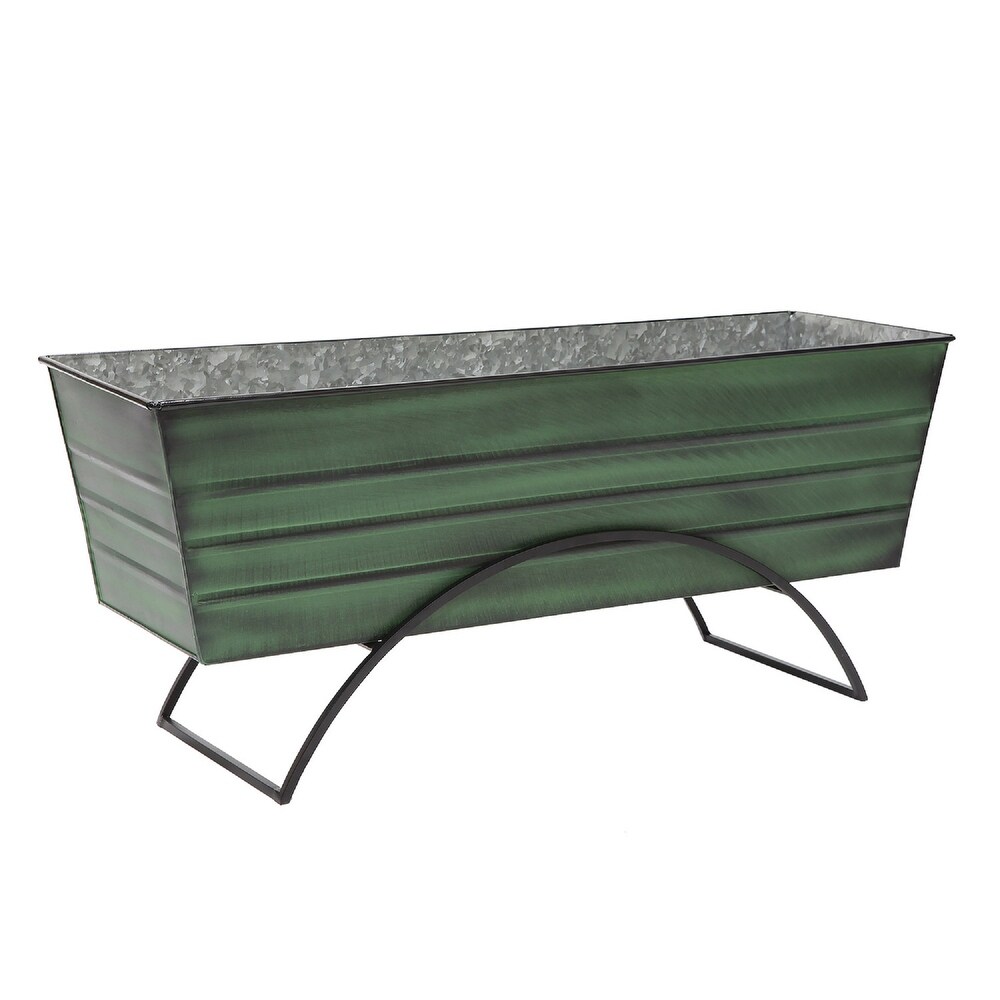 Achla Designs Large Galvanized Steel Flower Box with Odette Stand  35 25 Inch Wide  Green