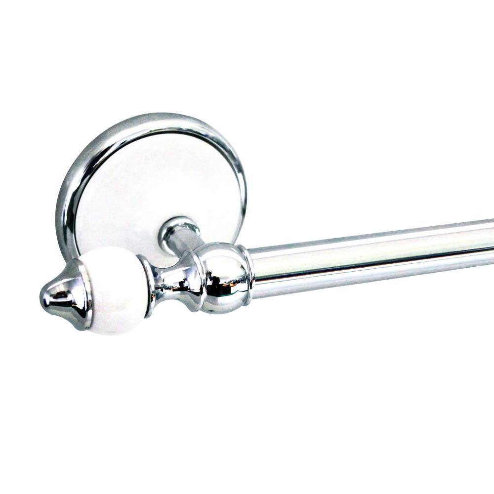 MODONA ARORA 24 in. Towel Bar in White Porcelain and Polished Chrome 9724-A