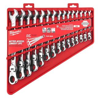 MW 144-Position Flex-Head Ratcheting Combination Wrench Set SAE with Hook and Pick Set (19-Piece) 48-22-9413-48-22-9215