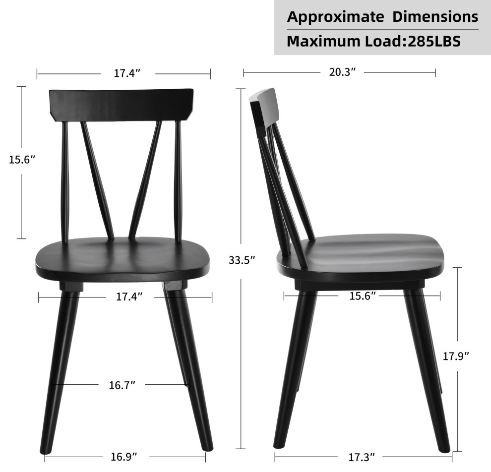 Windsor Wooden Dining Chairs Set of 2   Midcentury   Dining Chairs   by Duhome inc  Houzz