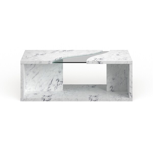 Furniture of America Kobe Faux Marble and Glass Coffee Table