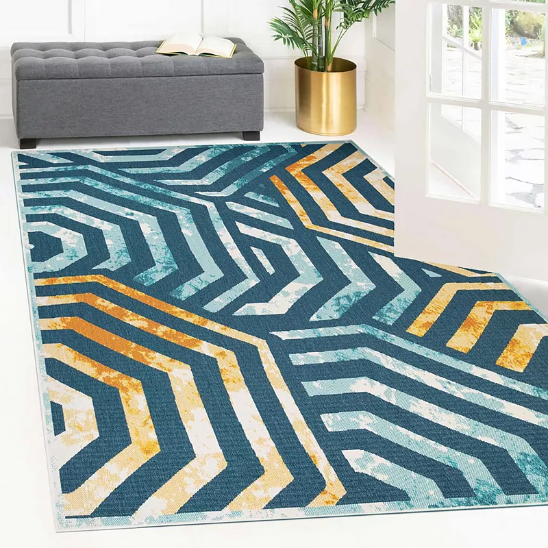 SUPERIOR Contemporary Geometric Indoor Outdoor Rug