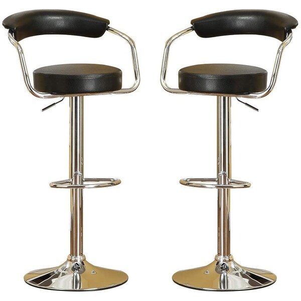 Contemporary Faux Leather Bar Stools Counter Height Chairs Set of 2 with Short Back Adjustable Swivel Kitchen Island Stools