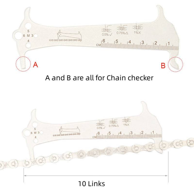 Bicycle Chain Checker S/S Bike Chain Repair Tool 3 in 1 Bicycle Chain Wear Indicator and Screw Measurement for Cycling Parts