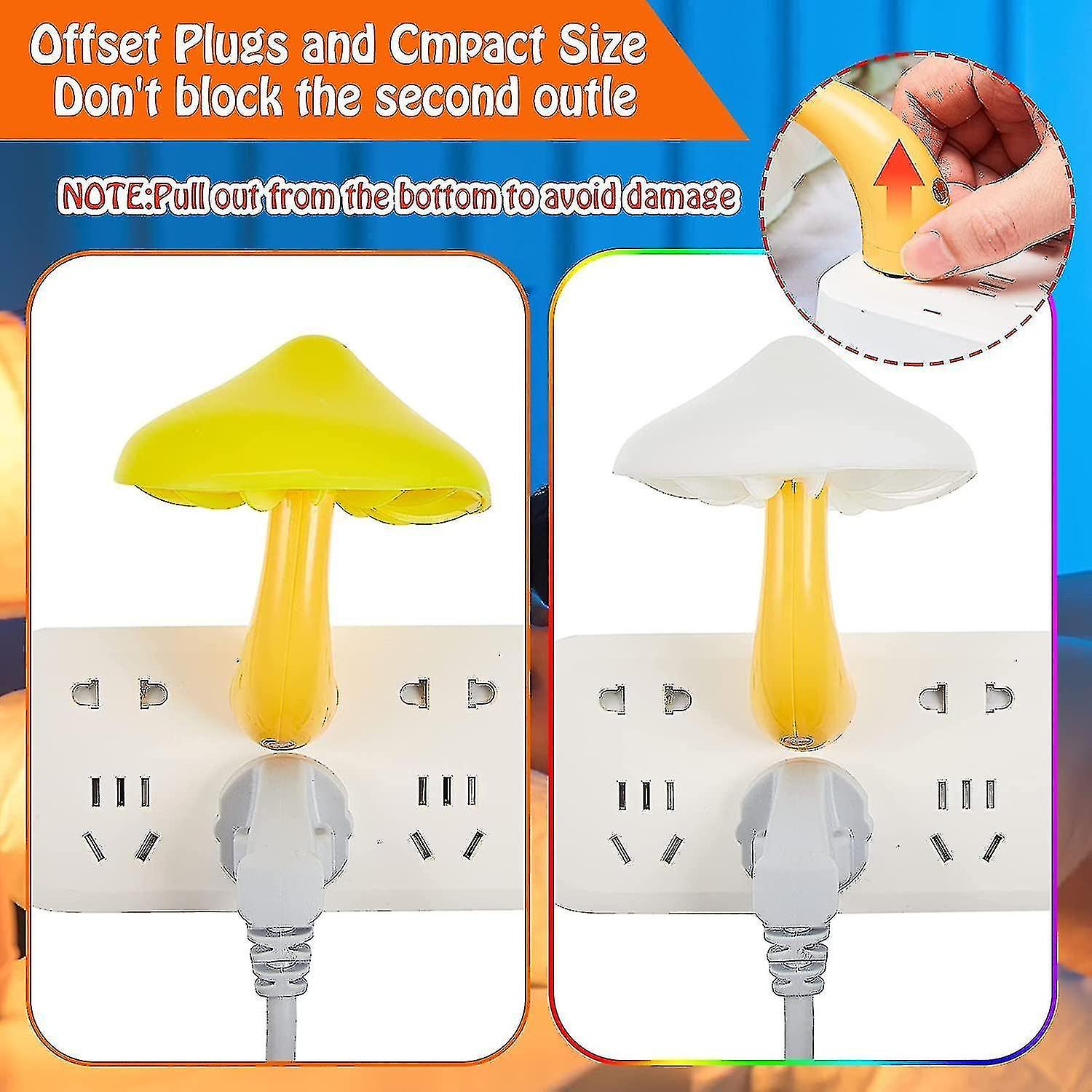 2 Pieces Christmas Led Mushroom Night Lamp Plug In Lamp Mushroom Night Light Mini Magic Mushroom Nig