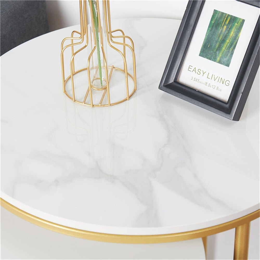 Marble Top Side Table Gold Nesting Sofa End Tables Round Bedside Nest Sets