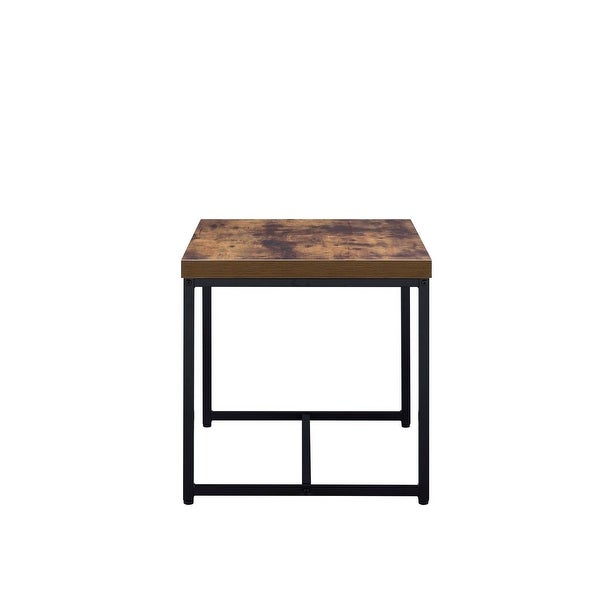 Modern Style Bob Rectangular End Table in Weathered Oak and Black