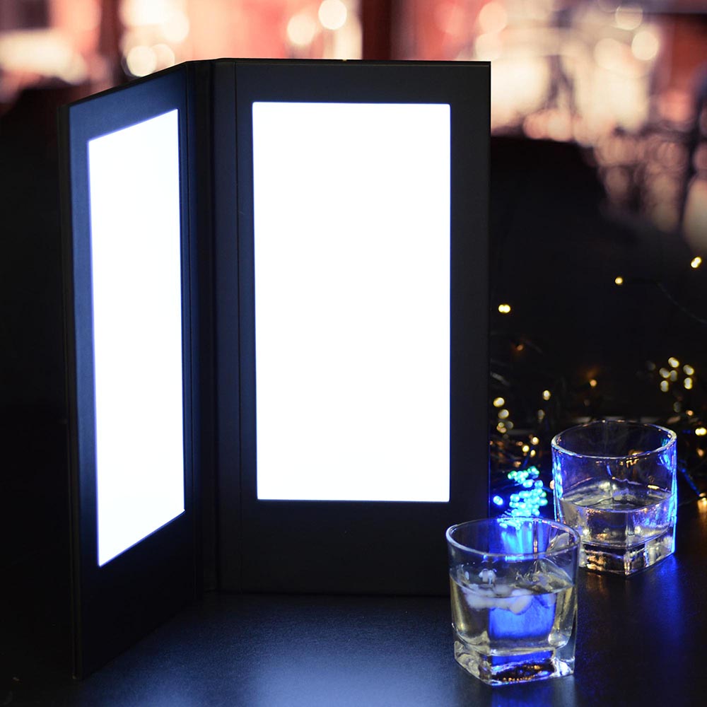 Yescom LED Back Lit Folded Menu Holder Dual Page 5.5x11in