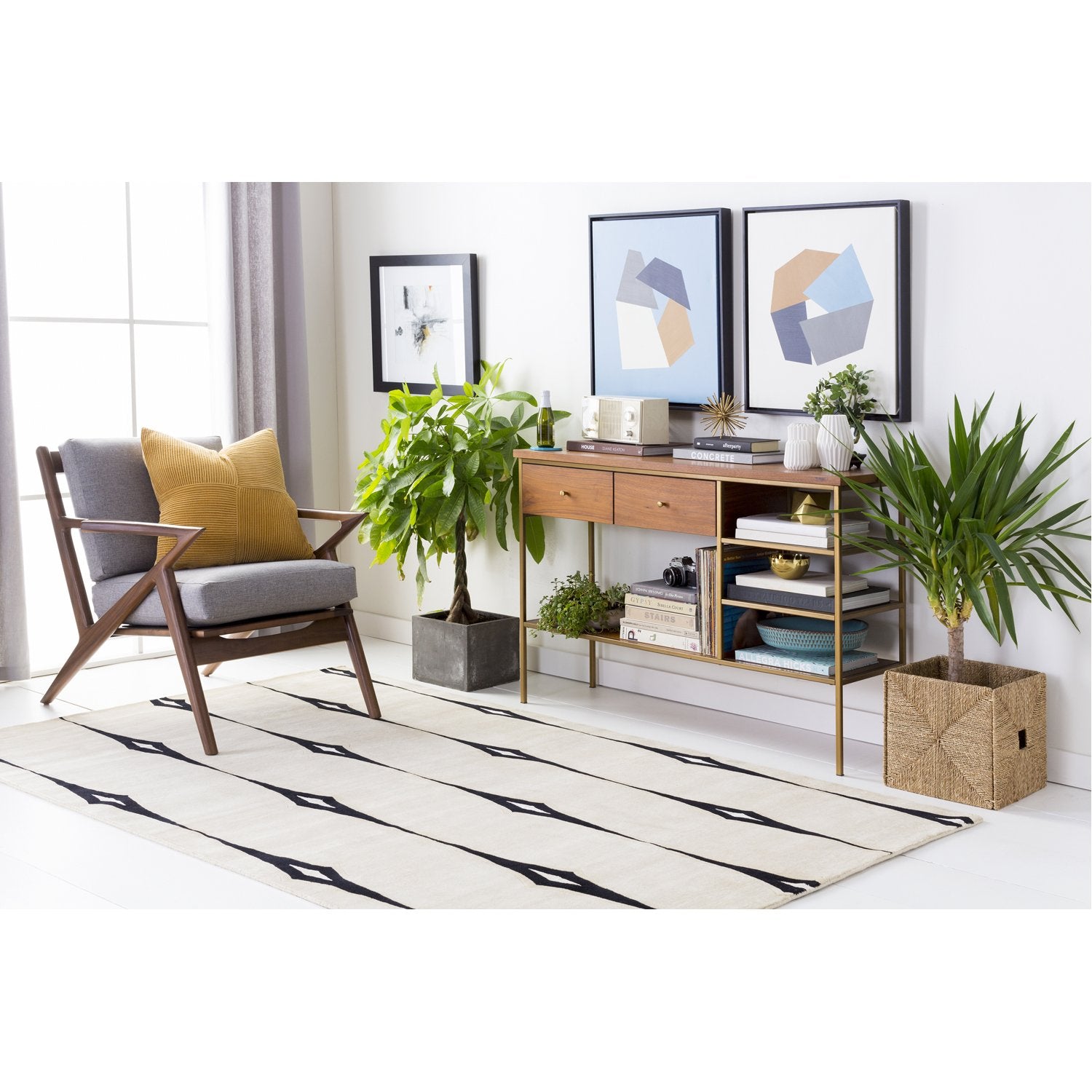 Luminous Collection Wool Area Rug in Jet Black and Khaki design by Candice Olson