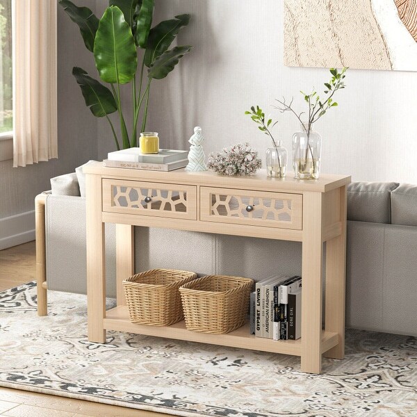 2-Tier Console Table with Drawers and Open Storage Shelf - 46.5