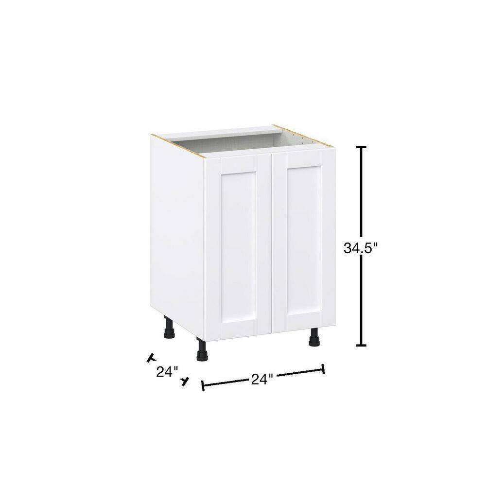 J COLLECTION Mancos Glacier White Shaker Assembled Base Kitchen Cabinet with Full Height Door (24 in. W x 34.5 in. H x 24 in. D) DSB24-2FH-MN