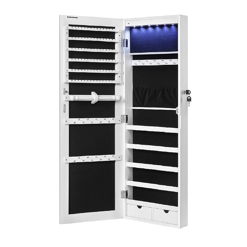 Wall-mounted Jewelry Armoire Cabinet with 6 LEDs