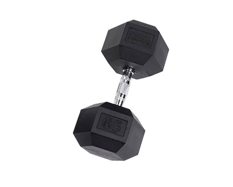 Body-Solid 65 lb Rubber Coated Hex Dumbbell